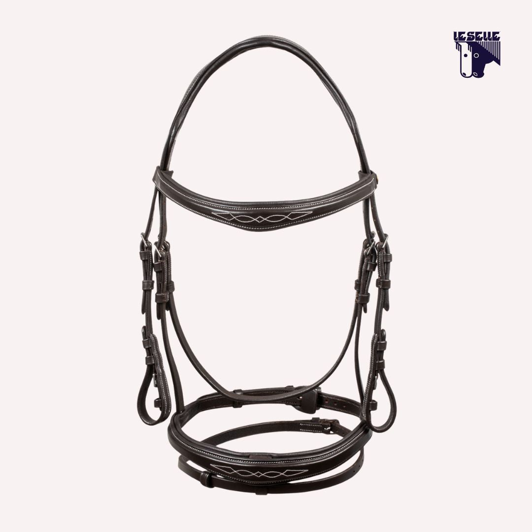 TESTIERA EQUESTRO RICAMI - MARRONE