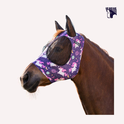 MASCHERA ANTI MOSCHE CON RETINA COPRIORECCHIE PROTECH - UNICORNI NELLO SPAZIO