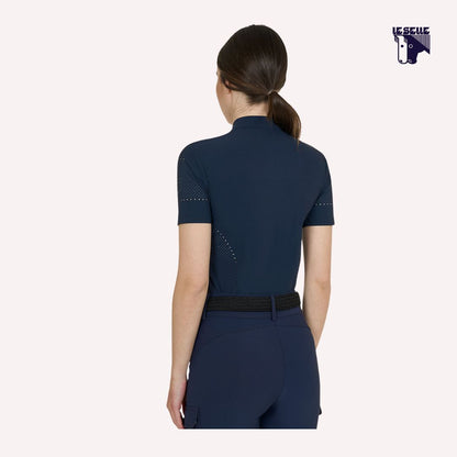 POLO TRAINING SLIM FIT MEZZA MANICA EQUESTRO - BLU