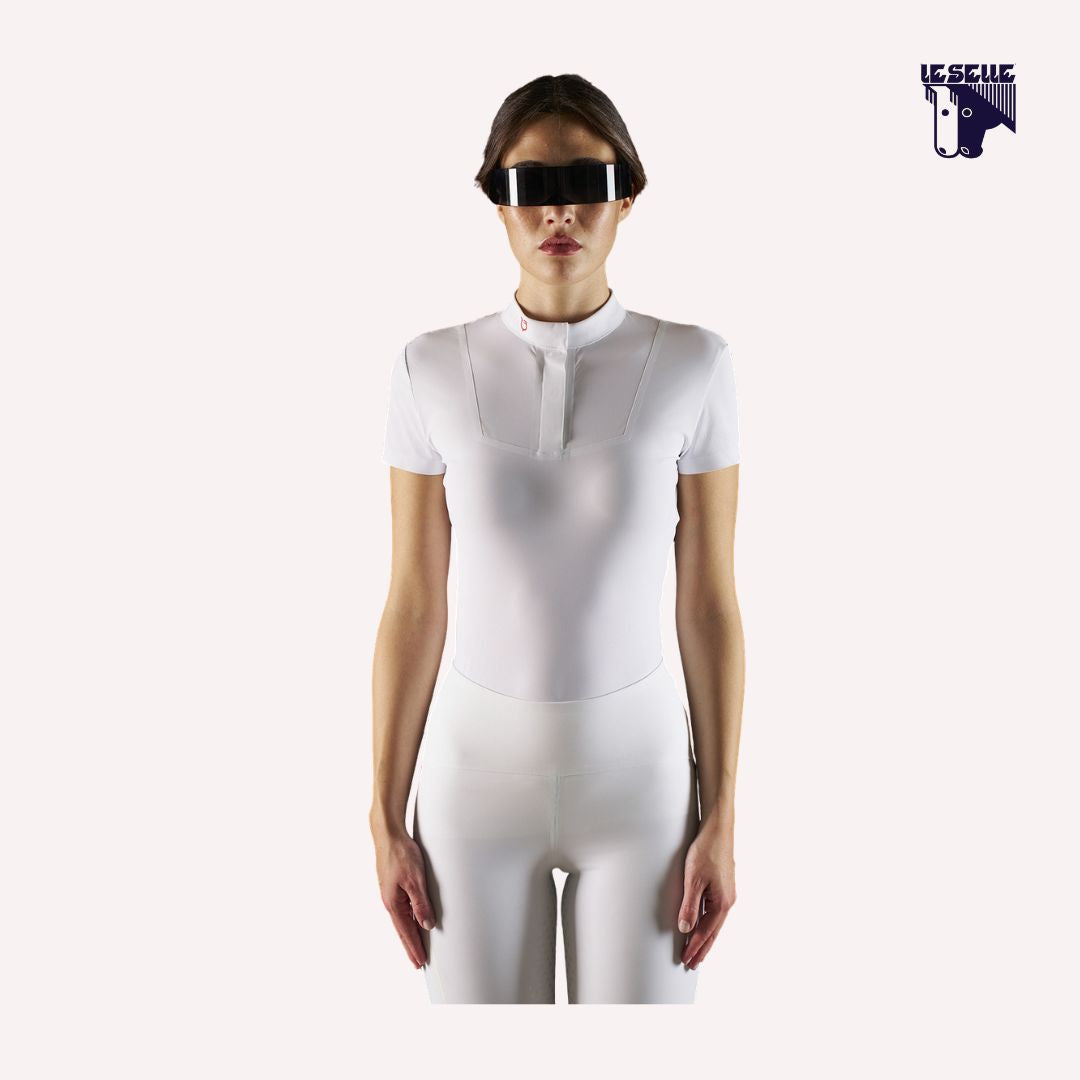 POLO CONCORSO MANICA CORTA EQUESTRO RIDERTECHNOLOGY - BIANCO