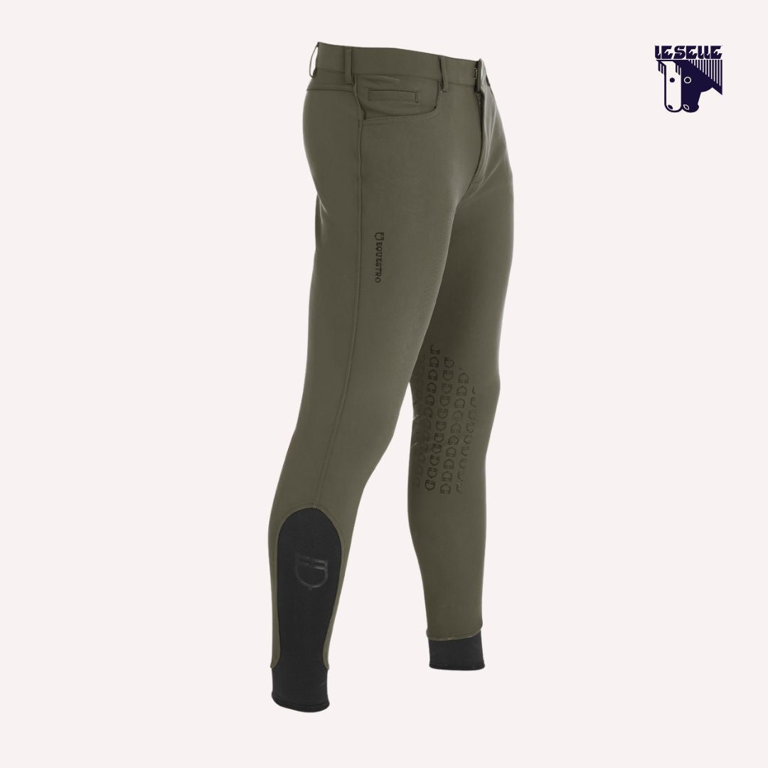 PANTALONI UOMO SLIM FIT CON GRIP AL GINOCCHIO EQUESTRO - VERDE MILITARE