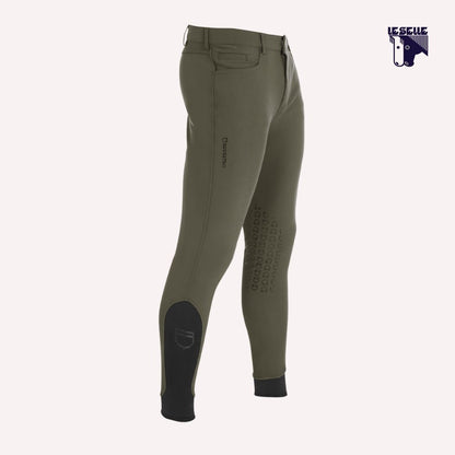 PANTALONI UOMO SLIM FIT CON GRIP AL GINOCCHIO EQUESTRO - VERDE MILITARE