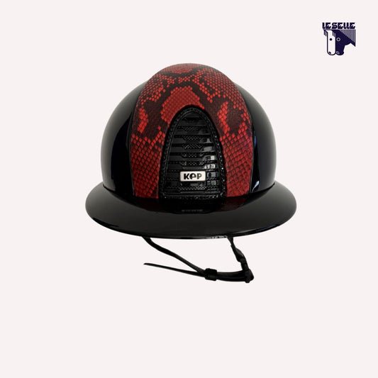 CASCO EQUITAZIONE CROMO 2.0 METAL VISIERA POLO INSERTO PITONE KEP ITALIA - NERO/ROSSO