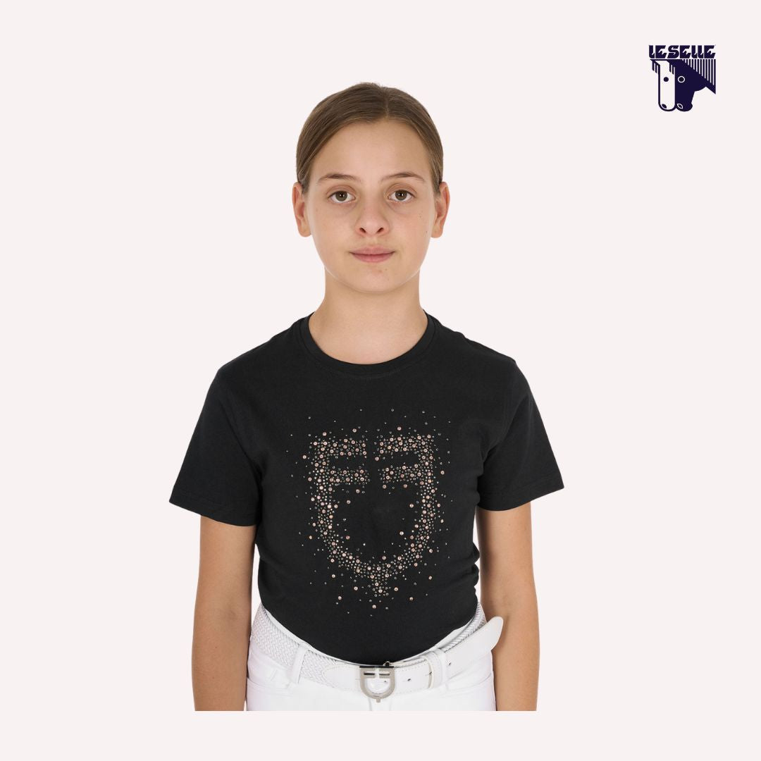 T-SHIRT BAMBINA SLIM FIT LOGO PINK DIAMOND EQUESTRO - BLU