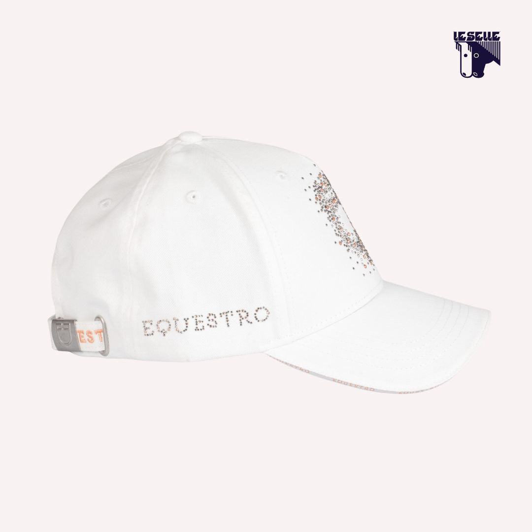CAPPELLO BASEBALL CON LOGO IN STRASS EQUESTRO - BIANCO