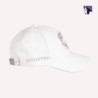 CAPPELLO BASEBALL CON LOGO IN STRASS EQUESTRO - BIANCO