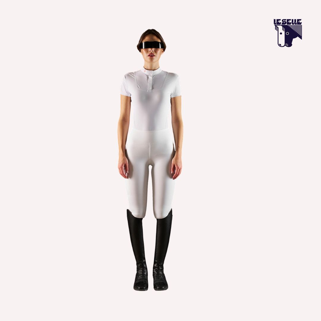 POLO CONCORSO MANICA CORTA EQUESTRO RIDERTECHNOLOGY - BIANCO
