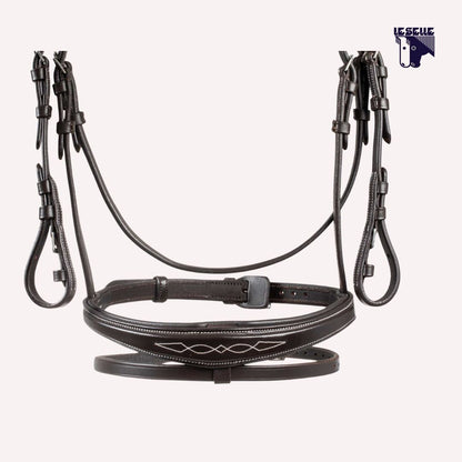TESTIERA EQUESTRO RICAMI - MARRONE