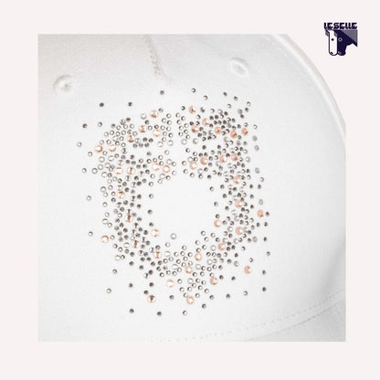 CAPPELLO BASEBALL CON LOGO IN STRASS EQUESTRO - BIANCO